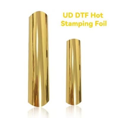 品質  Flexible AB UV DTF Gold Film Printing Material Cold Peel Transfer Pet Film 工場