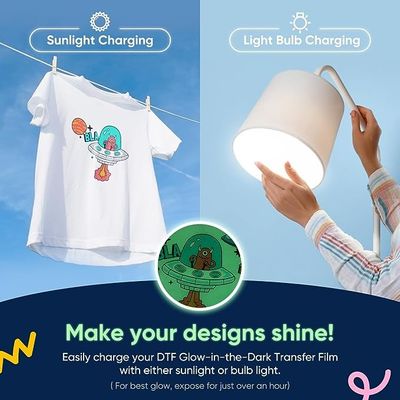 グリーンライト 夜明かり 光る熱伝送フィルム 暗闇で輝くTシャツ用DTFPETフィルム 特殊ロゴ印刷