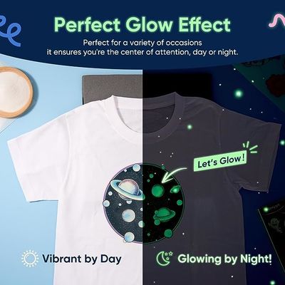 グリーンライト 夜明かり 光る熱伝送フィルム 暗闇で輝くTシャツ用DTFPETフィルム 特殊ロゴ印刷