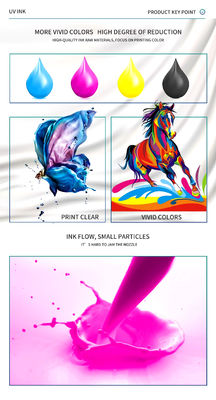 エプソン dx7/dx5/dx4 プリンタヘッド用UVインク CMYK+V 電話ケース用革用 1L