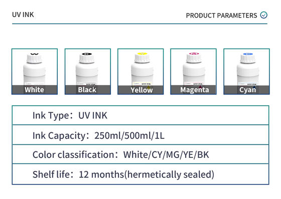 CMYKW+Vanish 500ml LEDデジタルUV固化印刷インク 鋭い解像度印刷